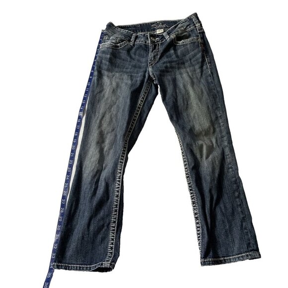 Silver Jeans Co. Womens Suki Capri Bootcut Jeans Size W29 Distressed Denim - Picture 4 of 14